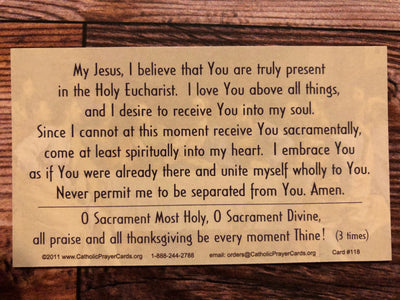 Spiritual Communion Prayer Card