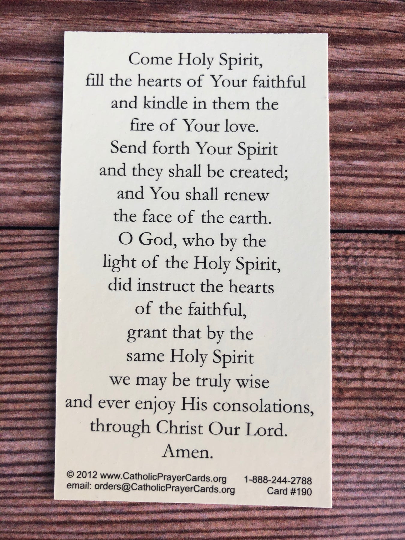 Catholic Prayer 'Come, Holy Spirit