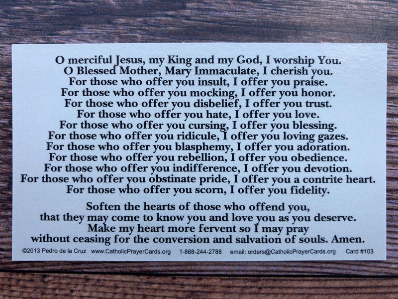 Prayer of Reparation to the Hearts of Jesus & Mary