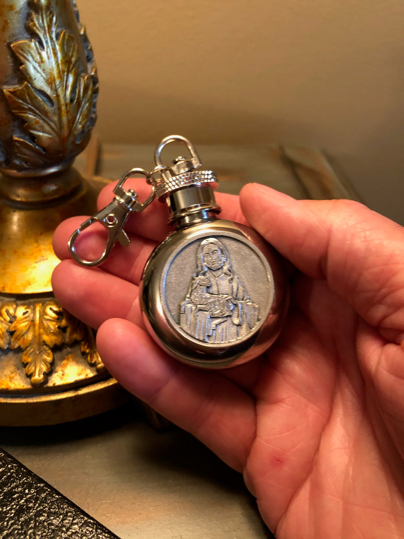 Round Holy Water Flask - The Good Shepherd