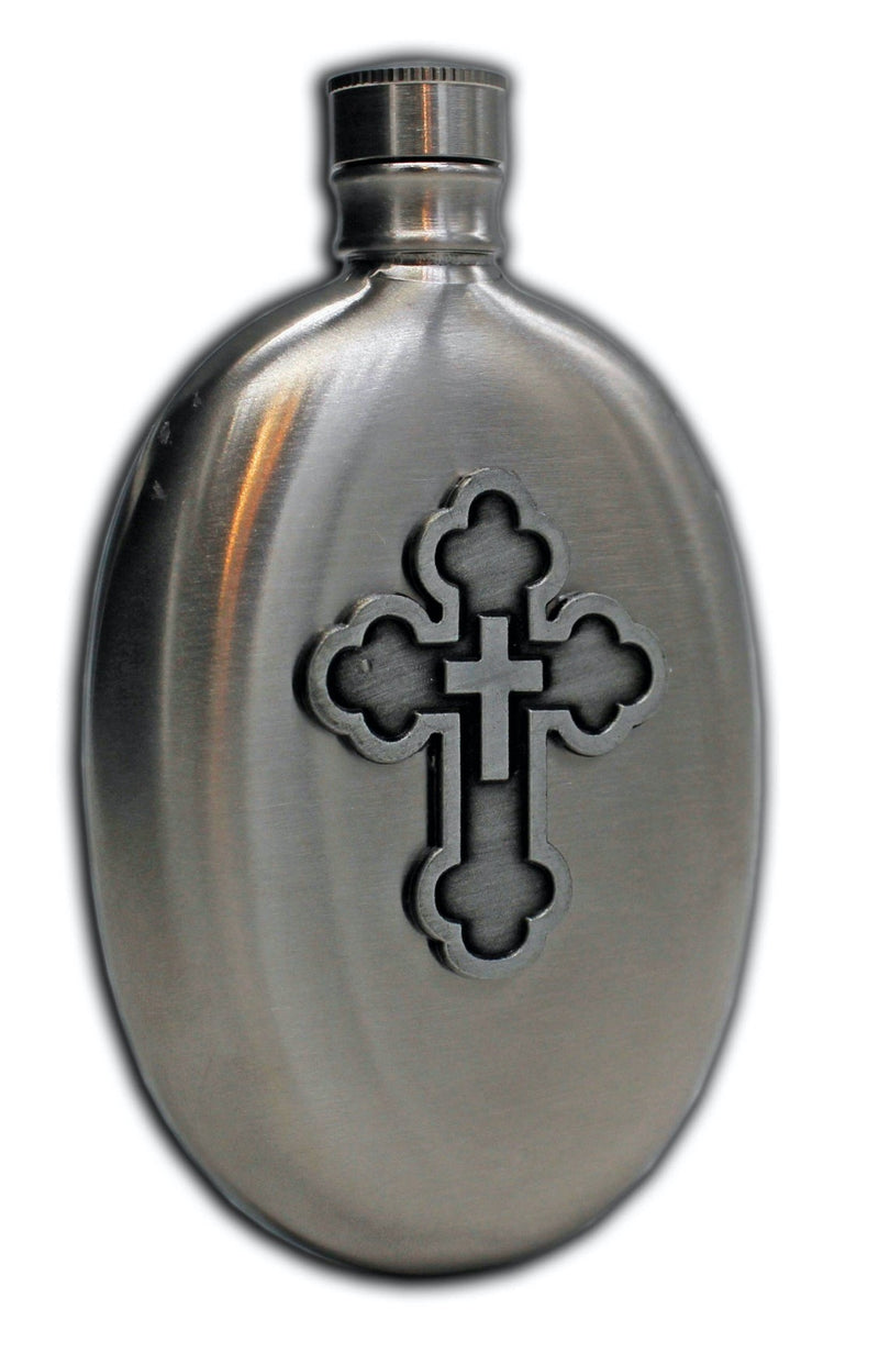 Oval Holy Water Flask - Holy Cross