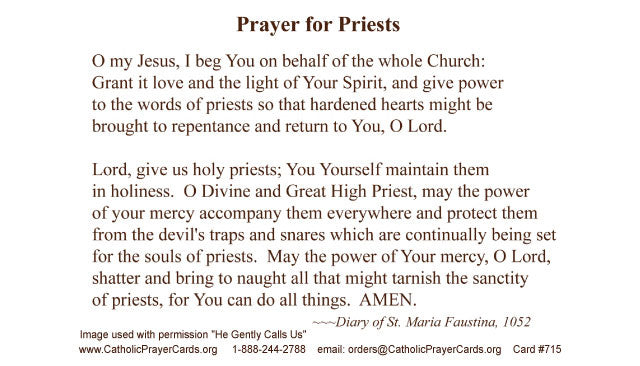 Prayer for Priest Prayer Card