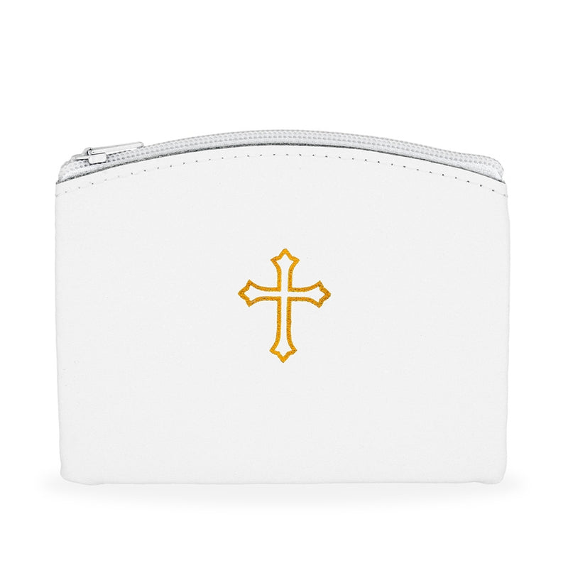 Leather Rosary Pouch - White