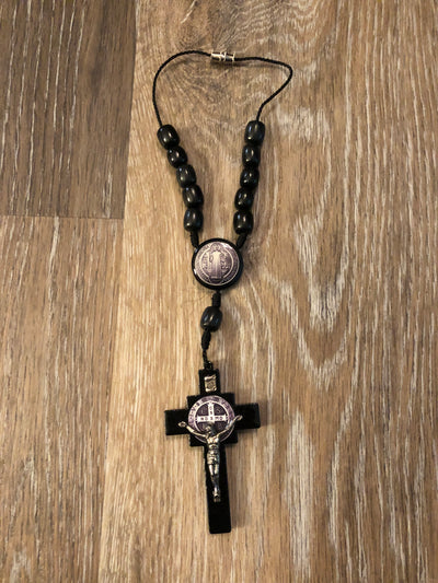 Black Wood St. Benedict Car Rosary