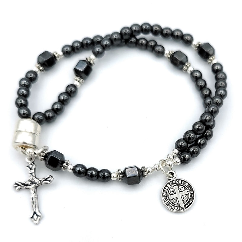 Hematite Wrist Rosary Five Decade Bracelet