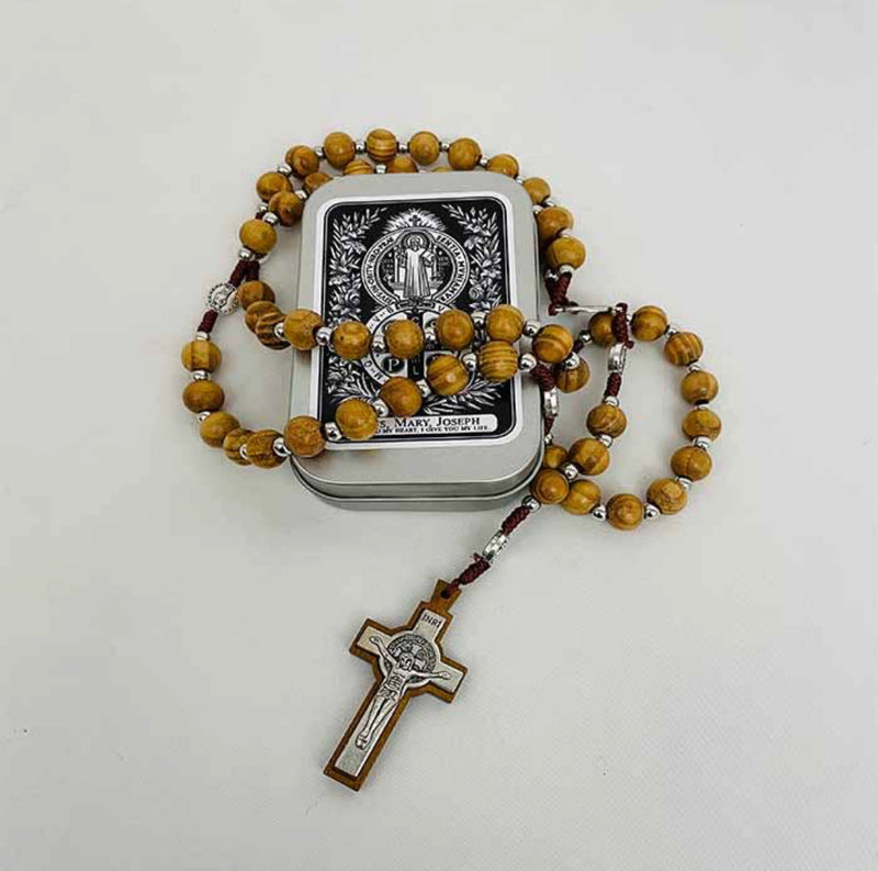 St. Benedict Wood Rosary with Tin