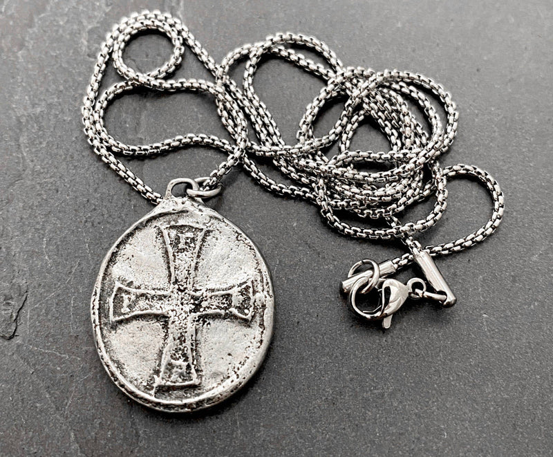 Archangel and Cross Medal Necklace