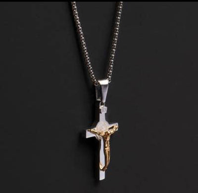 Two Tone Crucifix Necklace