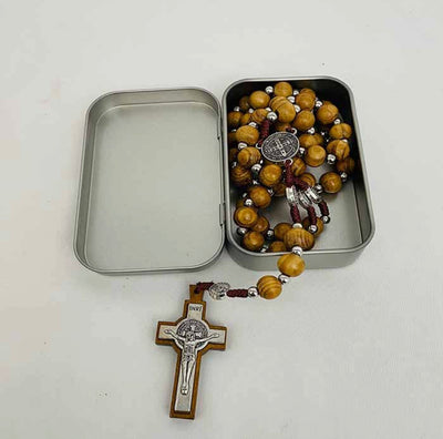 St. Benedict Wood Rosary with Tin