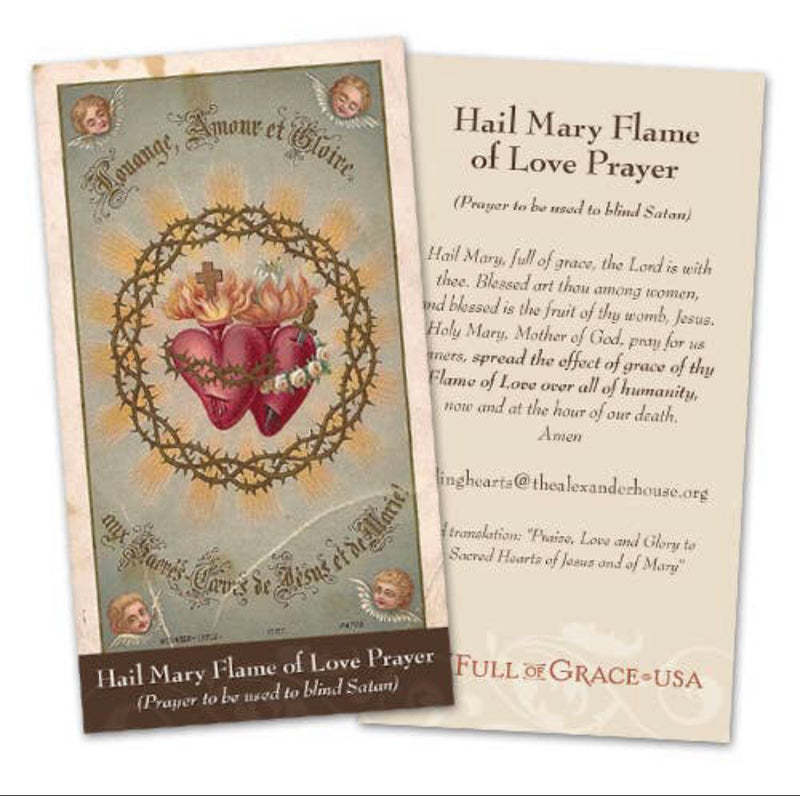 Hail Mary Flame of Love Prayer Card